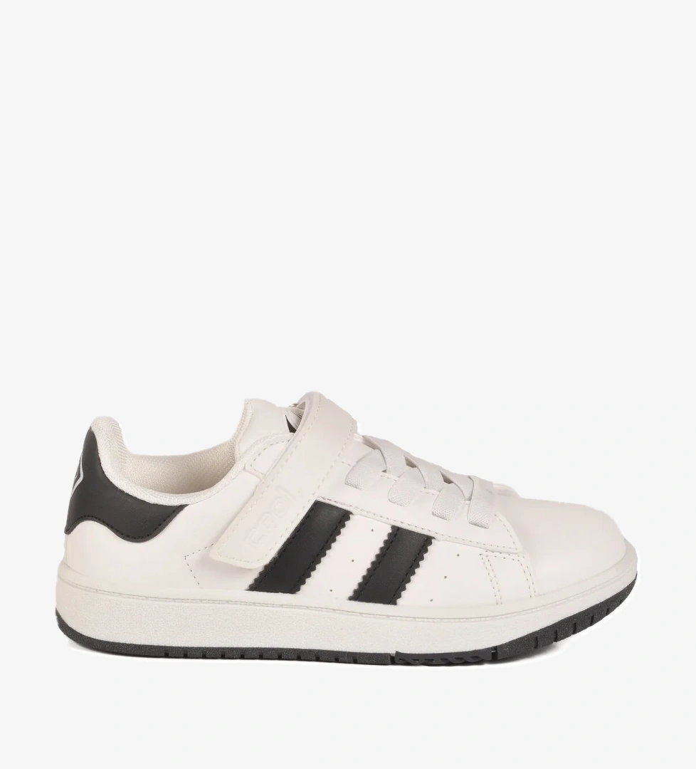 Beyaz Siyah Cırtlı Hafif Erkek Çocuk Sneaker Cooper F