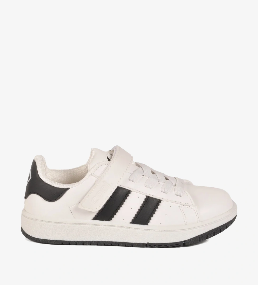 Cool Beyaz Siyah Cırtlı Erkek Çocuk Sneaker