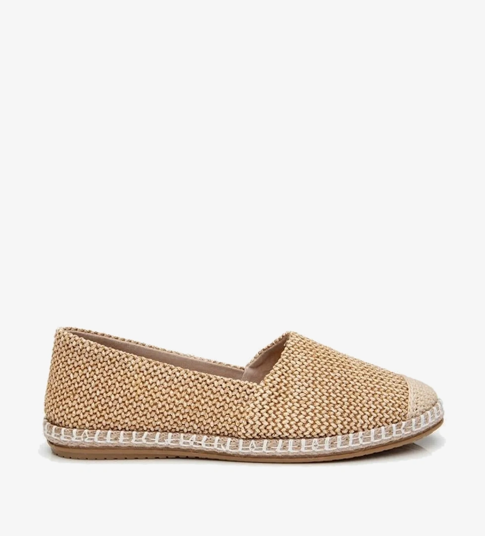 Kadın Bej Çizgili Hasır Detaylı Espadril