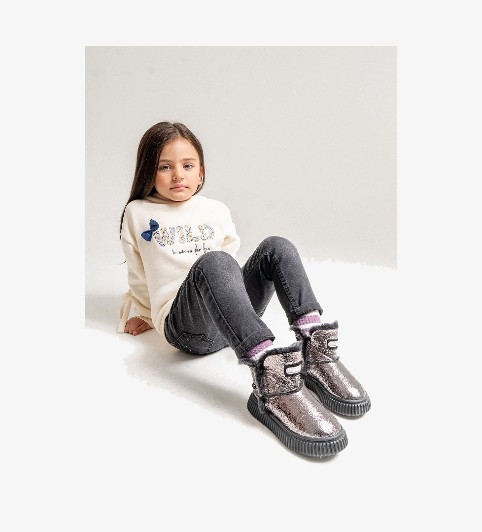 Mnpc Siyah Mnpc Hakiki Deri Kız Çocuk Kürklü Suya Dayanıklı Bot