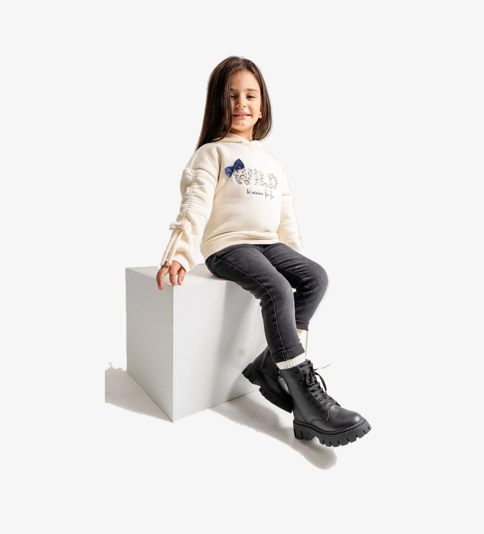 Mnpc Siyah Mnpc Hakiki Deri Kız Çocuk Suya Dayanıklı Postal