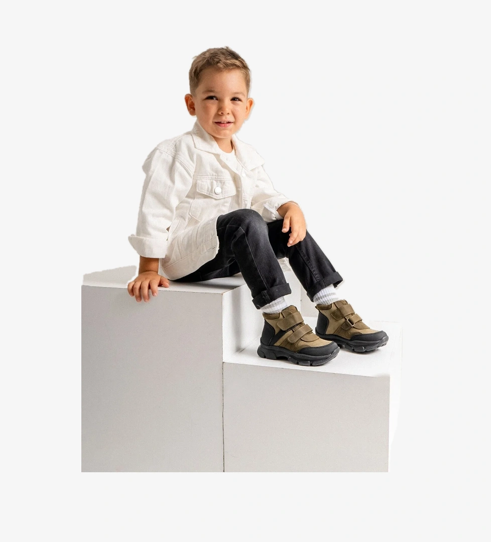Erkek Çocuk Haki Hakiki Deri Anatomik Günlük Bot - Görsel 1