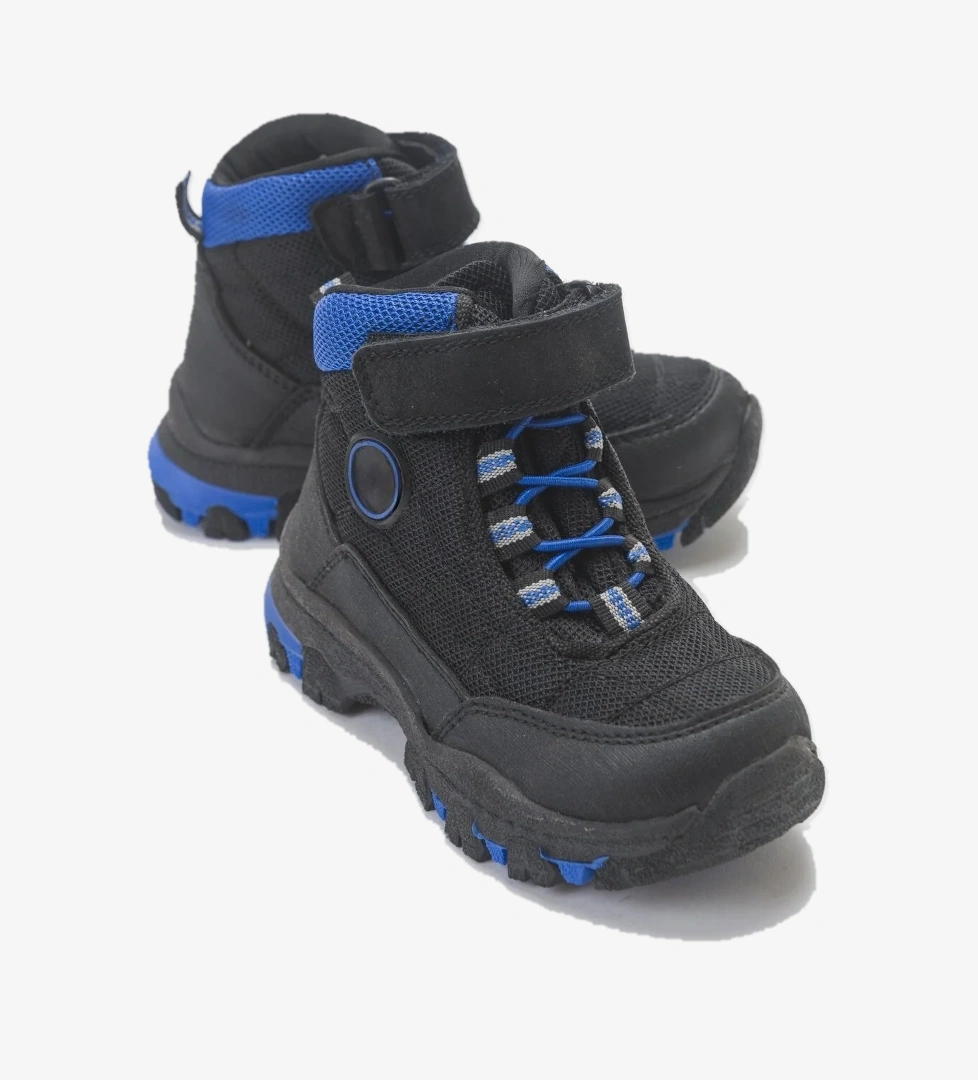 Erkek Çocuk Siyah-Mavi Suya Dayanıklı Microfiber Trekking Bot