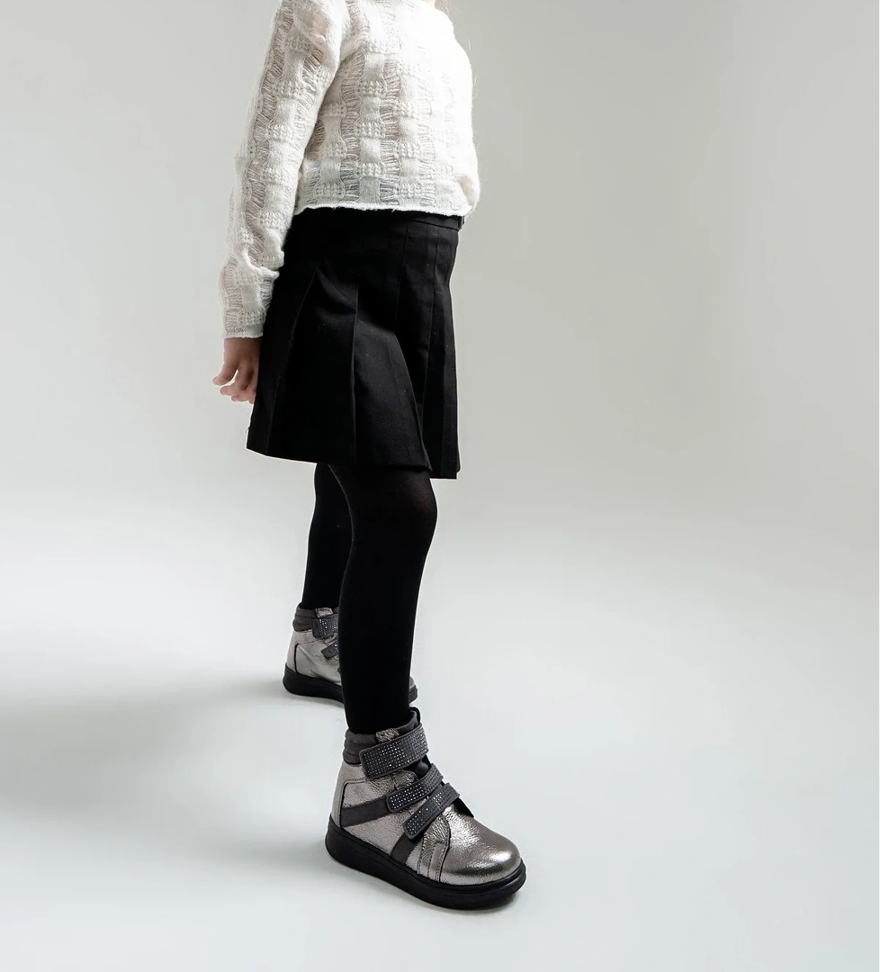 Kız Çocuk Gümüş Hakiki Deri Suya Dayanıklı Günlük Bot