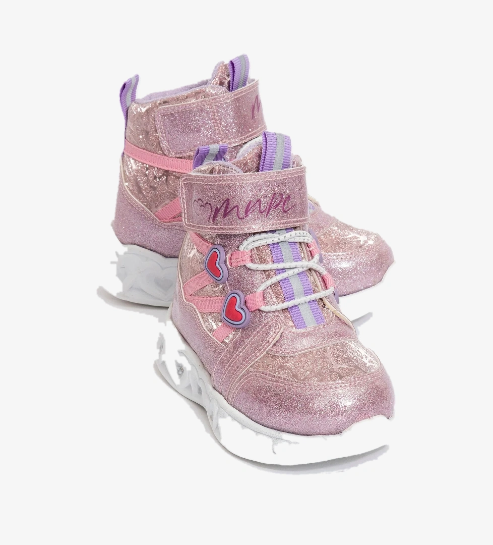 Kız Çocuk Pembe Işıklı Taban Suya Dayanıklı Anatomik Günlük Bot