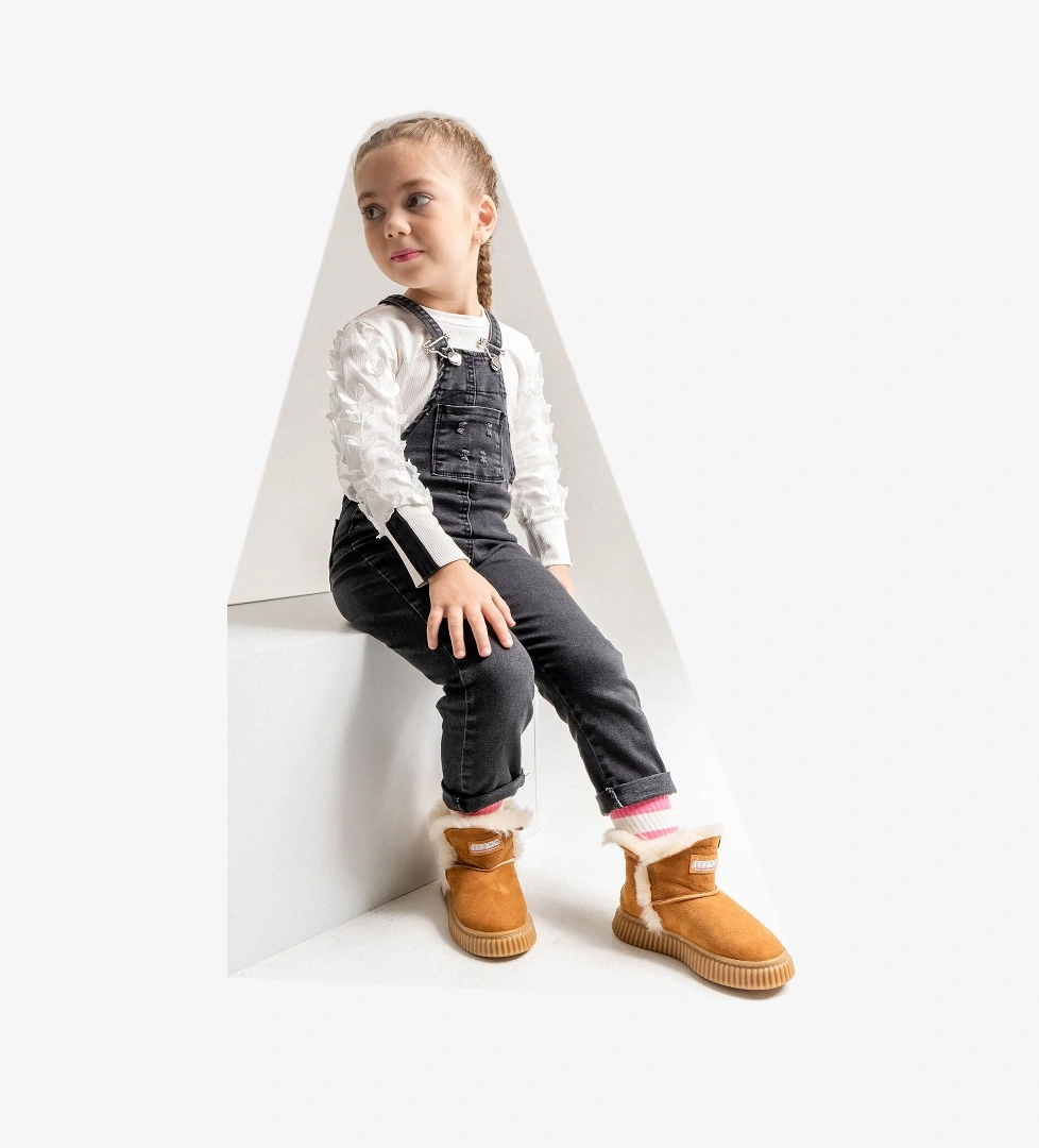 Kız Çocuk Cat Hakiki Deri Suya Dayanıklı Kürklü Günlük Bot