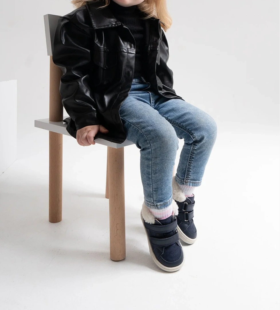 Kız Çocuk Lacivert Hakiki Deri Suya Dayanıklı Anatomik Günlük Bot - Görsel 1