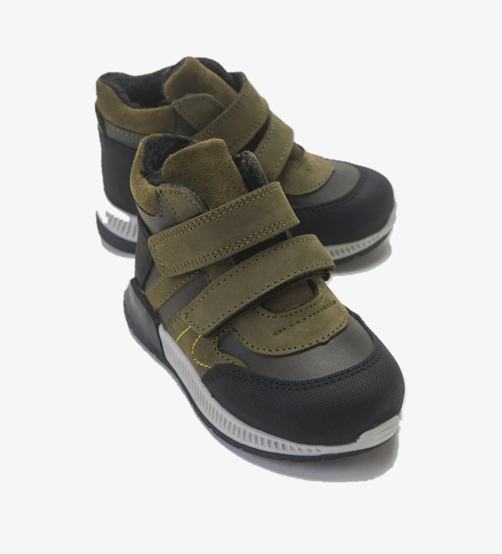 Erkek Çocuk Haki Hakiki Deri Suya Dayanıklı Anatomik İlk Adım Bot