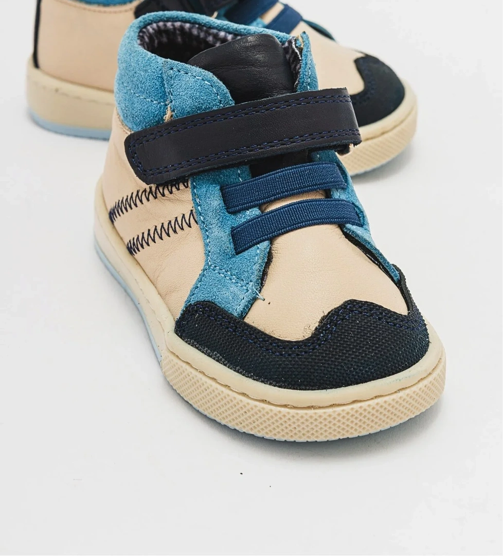 Erkek Çocuk Mavi Hakiki Deri Suya Dayanıklı Anatomik İlk Adım Bot