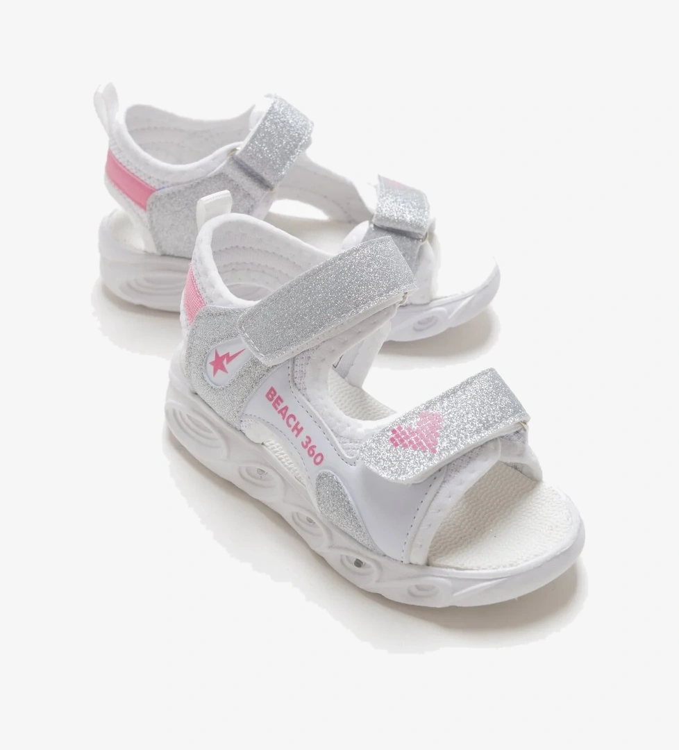 Kız Çocuk Gümüş Işıklı Anatomik Hafif Spor Sandalet