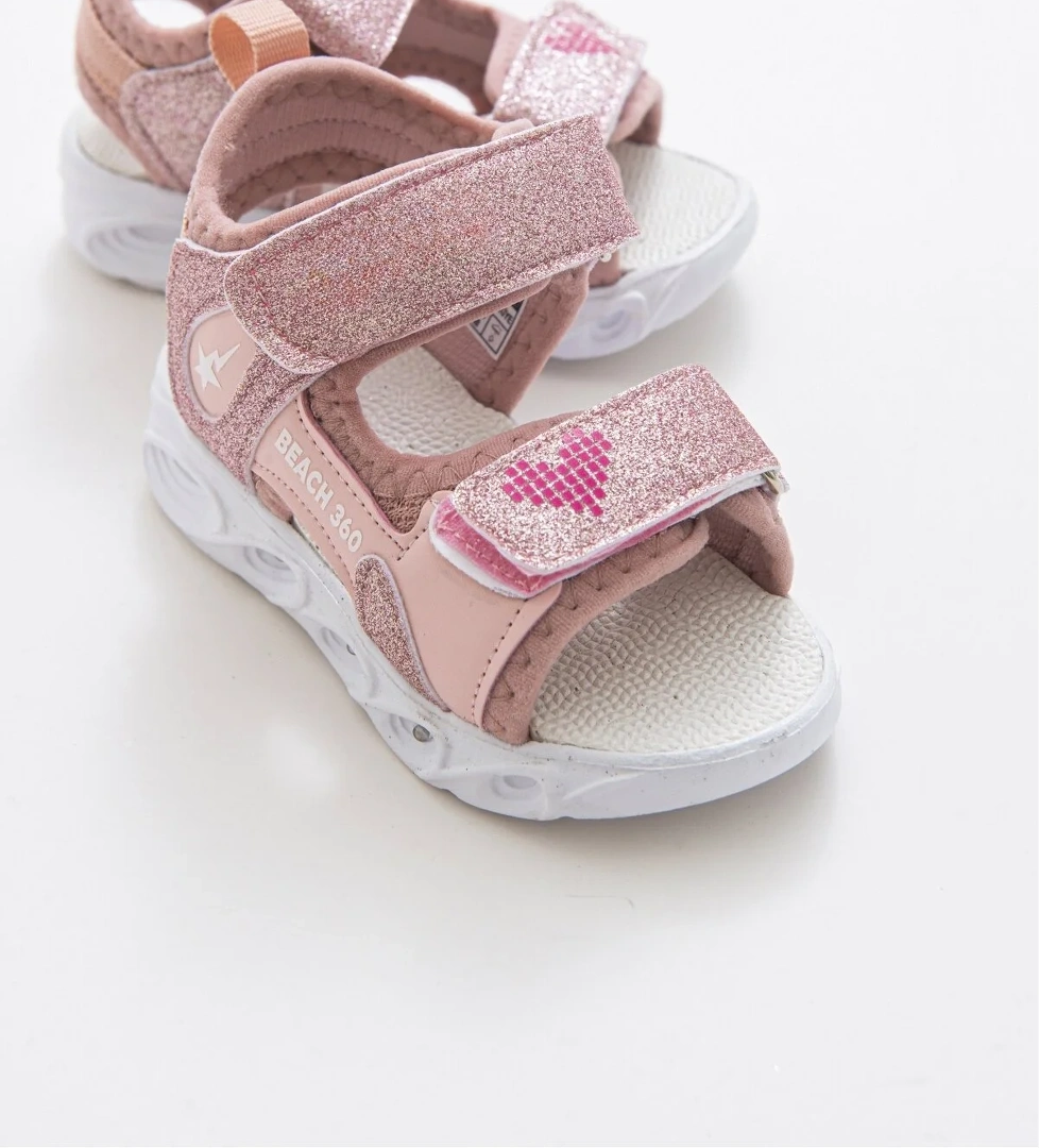 Kız Çocuk Pudra Işıklı Anatomik Hafif Spor Sandalet - Görsel 1