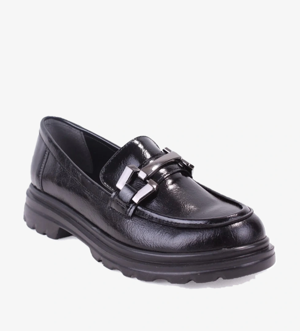 DZA07-90814 Siyah Rugan Günlük Loafer Kadın Ayakkabı - Görsel 1