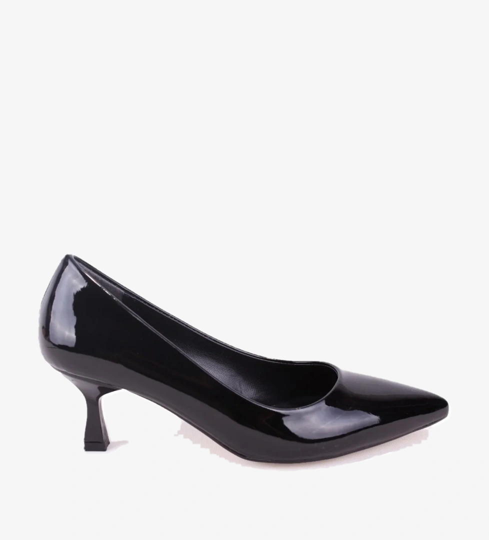 DZA07-388499 Siyah Rugan Stiletto Topuklu Kadın Ayakkabı