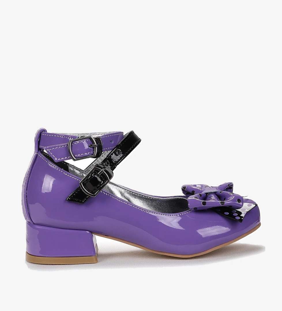 Star Fiyonklu Kız Çocuk Topuklu Abiye Ayakkabı Mor - Görsel 1