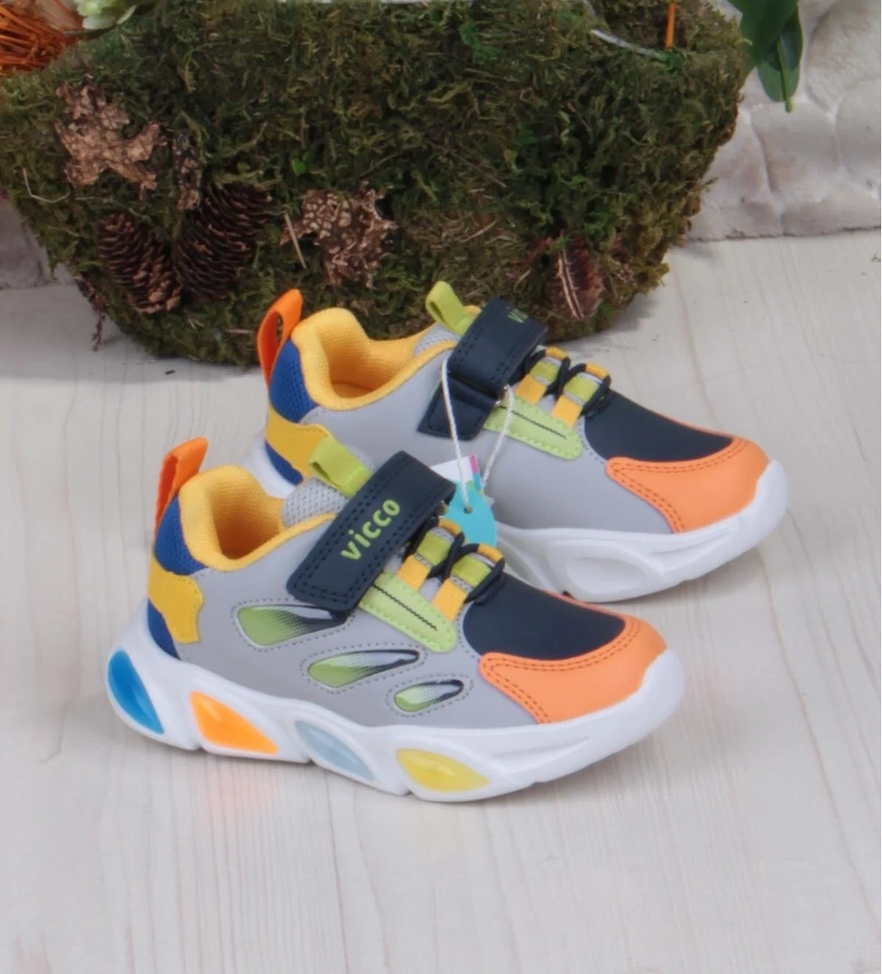 346.P25K.227 Lamb Gri Işıklı Erkek Çocuk Ayakkabı - Görsel 1