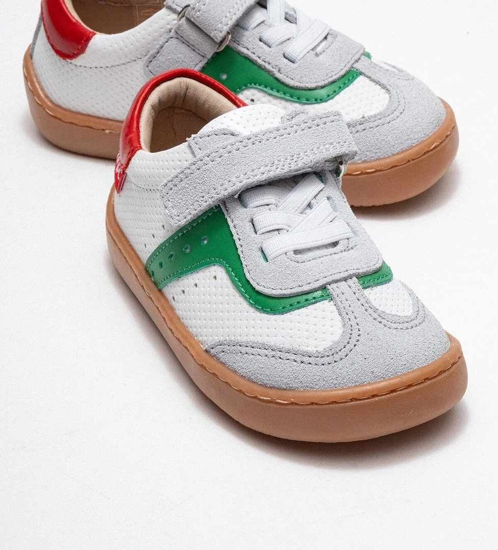 Unisex Çocuk Beyaz-Yeşil Hakiki Deri Günlük İlk Adım Ayakkabı