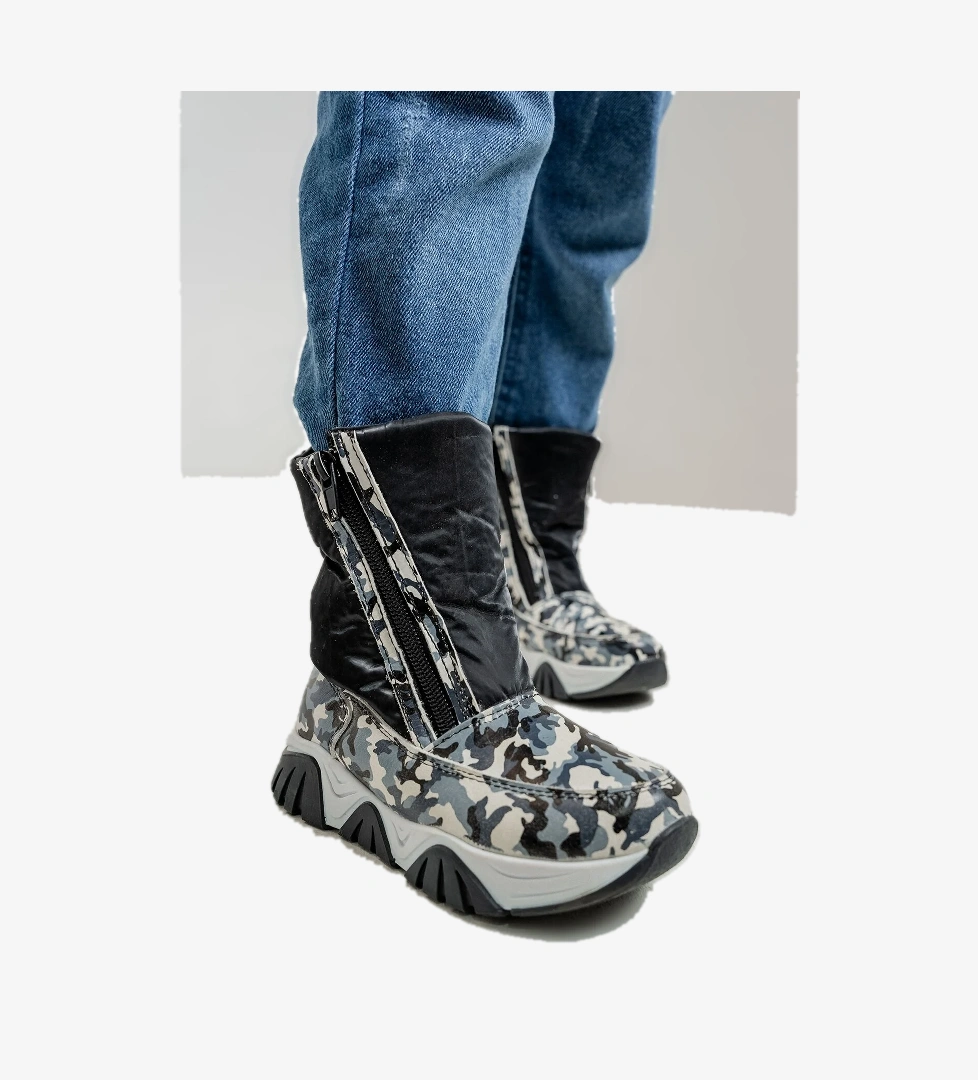 Erkek Çocuk Siyah Hakiki Deri Suya Dayanıklı Kürklü Günlük Bot