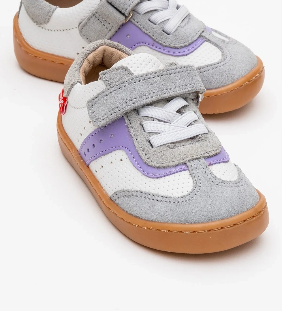 Unisex Çocuk Beyaz-Lila Hakiki Deri Günlük İlk Adım Ayakkabı
