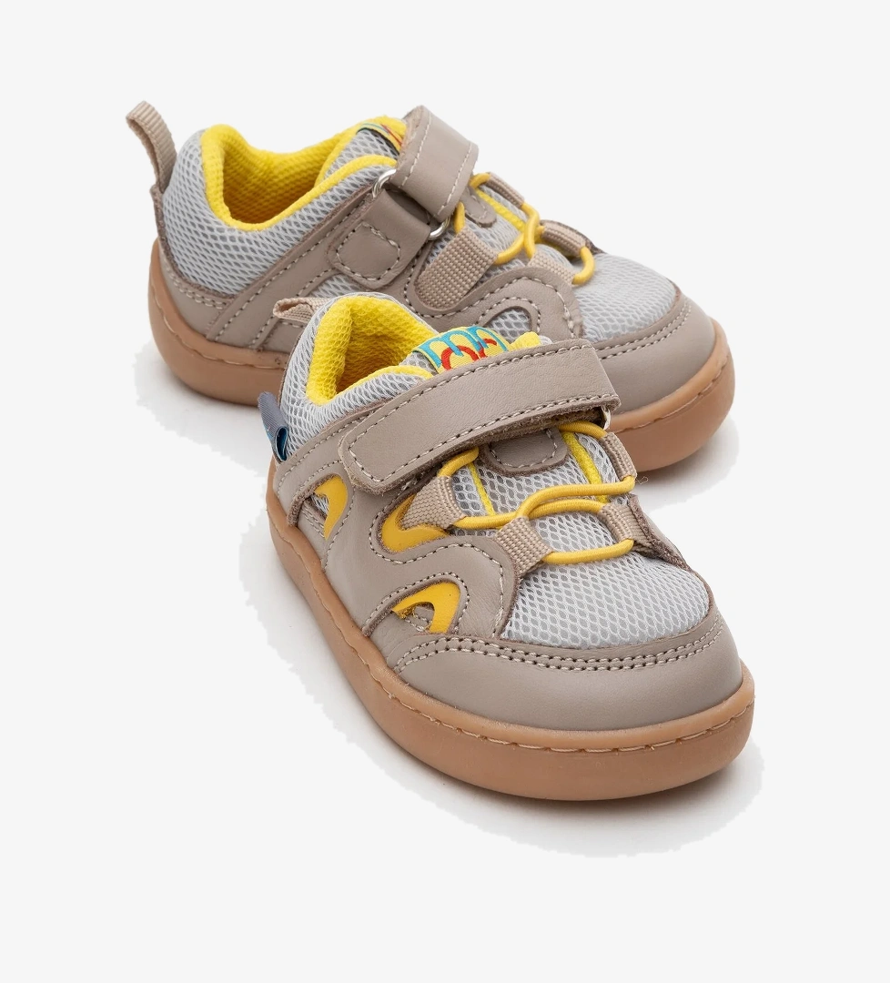 Unisex Çocuk Gri-Sarı Hakiki Deri Günlük Ayakkabı - Görsel 1