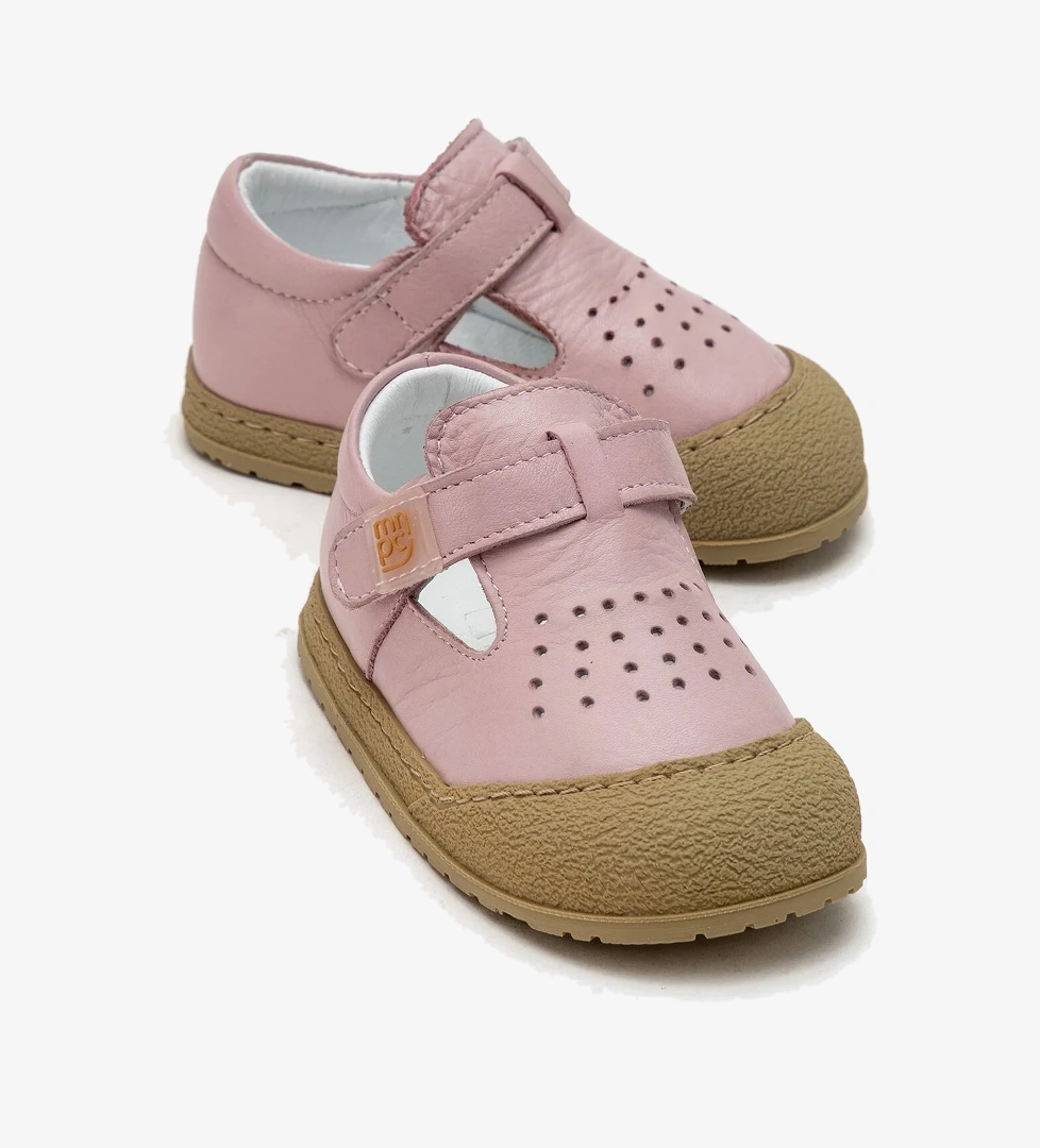 Unisex Çocuk Pudra Hakiki Deri Günlük İlk Adım Ayakkabı