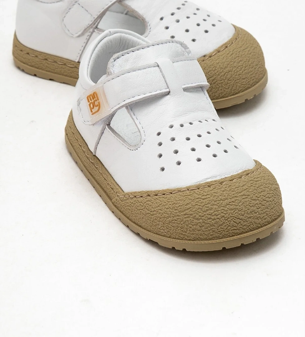 Unisex Çocuk Beyaz Hakiki Deri Günlük İlk Adım Ayakkabı