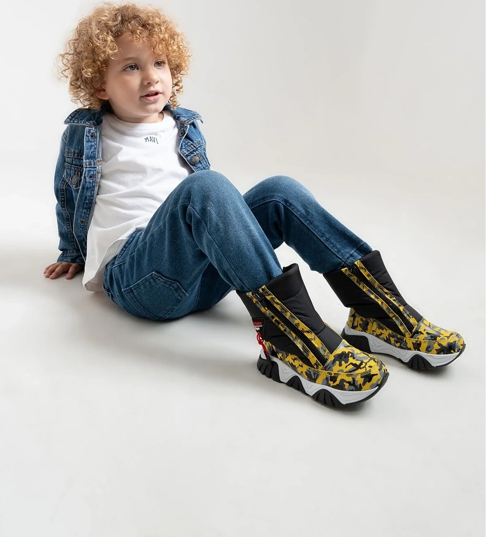 Erkek Çocuk Sarı Hakiki Deri Suya Dayanıklı Anatomik Günlük Bot