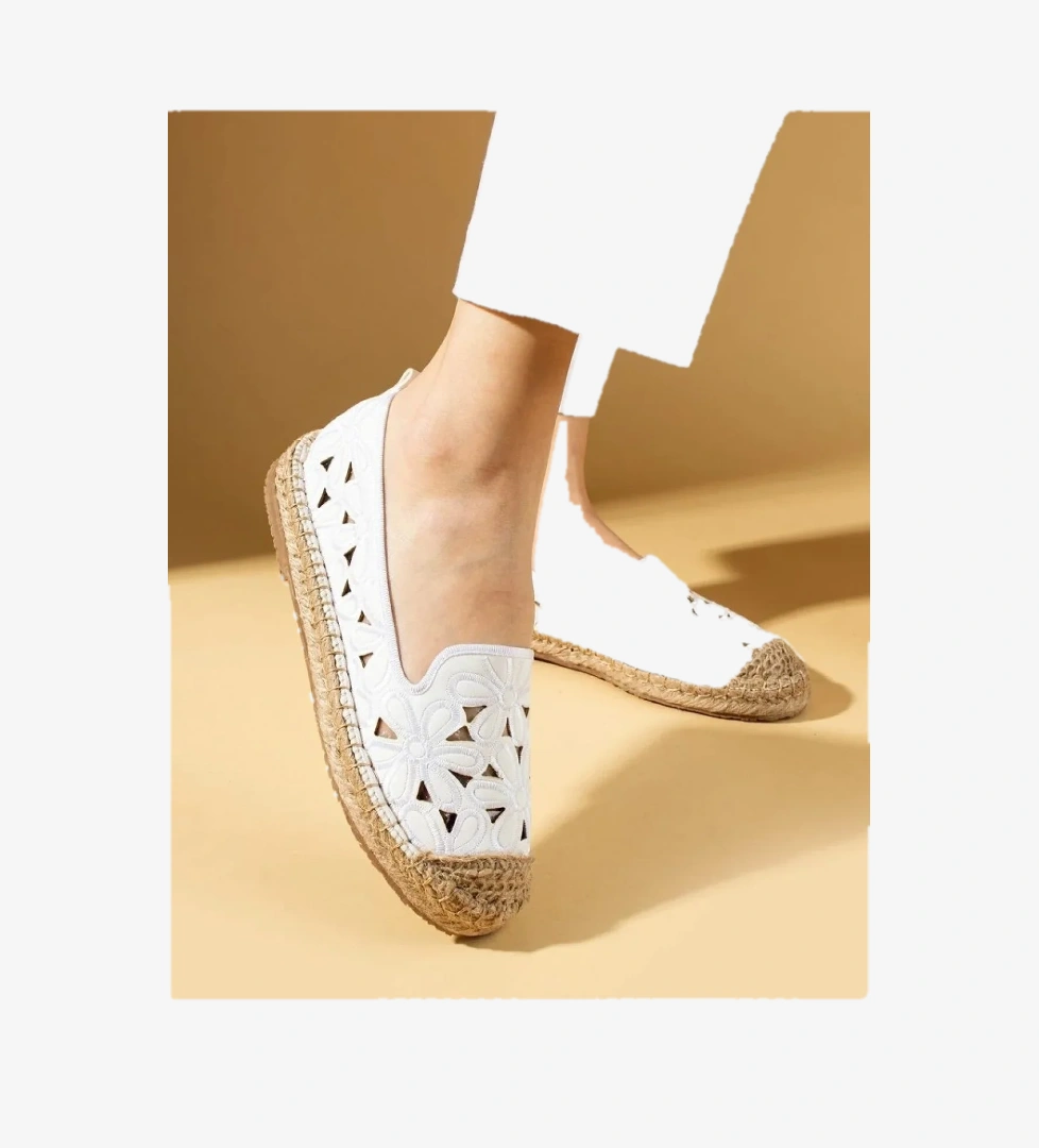 Çiçek Desenli Espadril Kadın Babet Ayakkabı