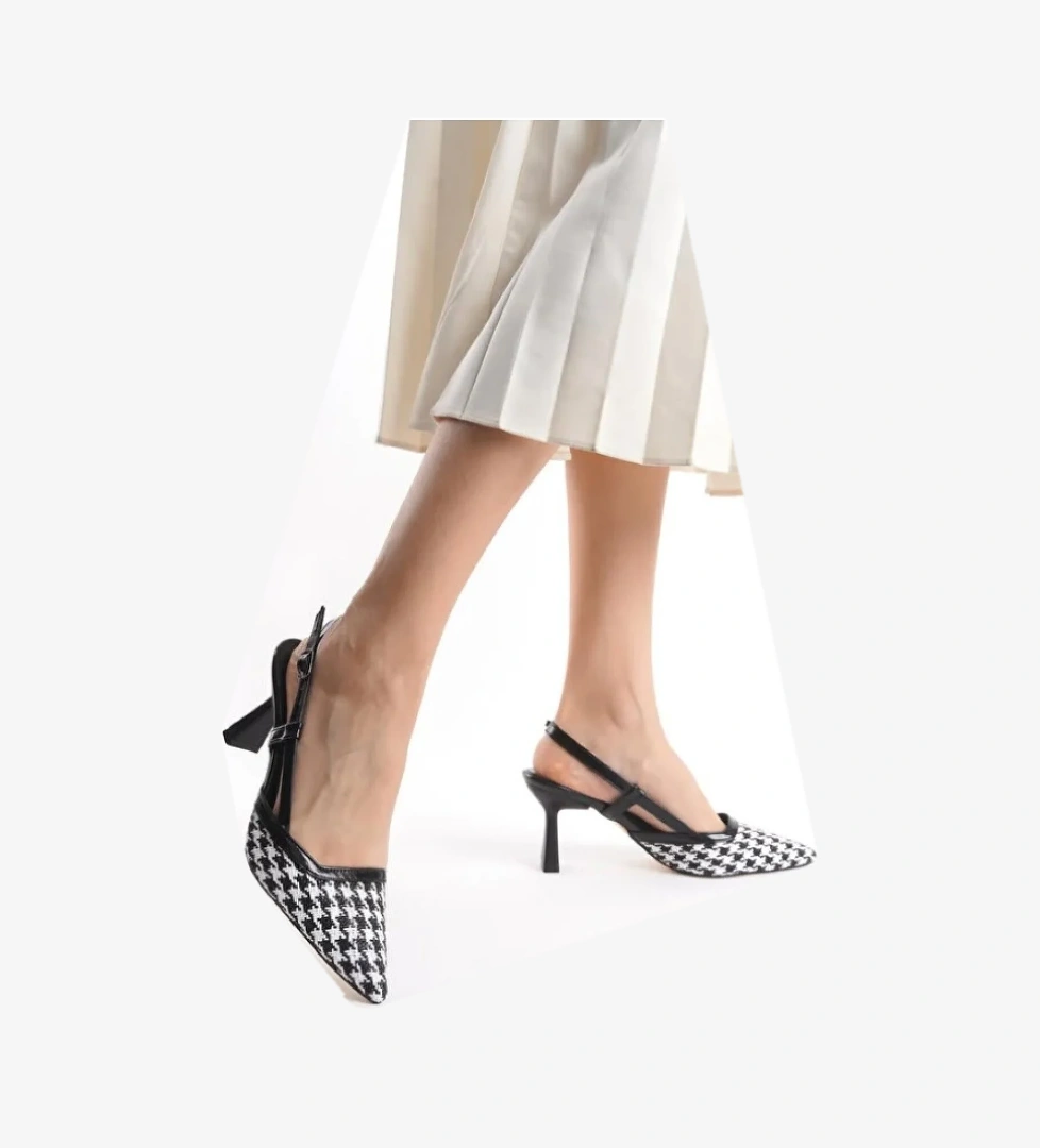 Kadeh Topuklu Hasır Detaylı Kadın Ayakkabı - Görsel 1