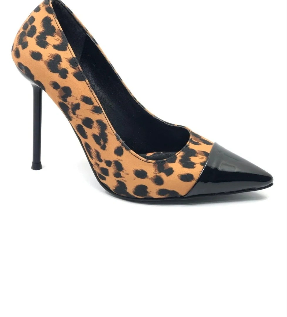 İnce Topuklu Leopar Desenli Stiletto Kadın Ayakkabı - Görsel 1