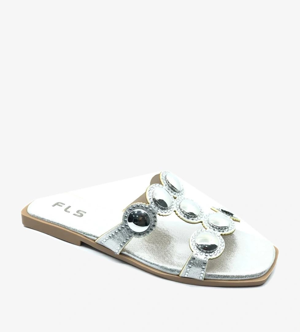 İnce Taban Taş Detaylı Kadın Terlik