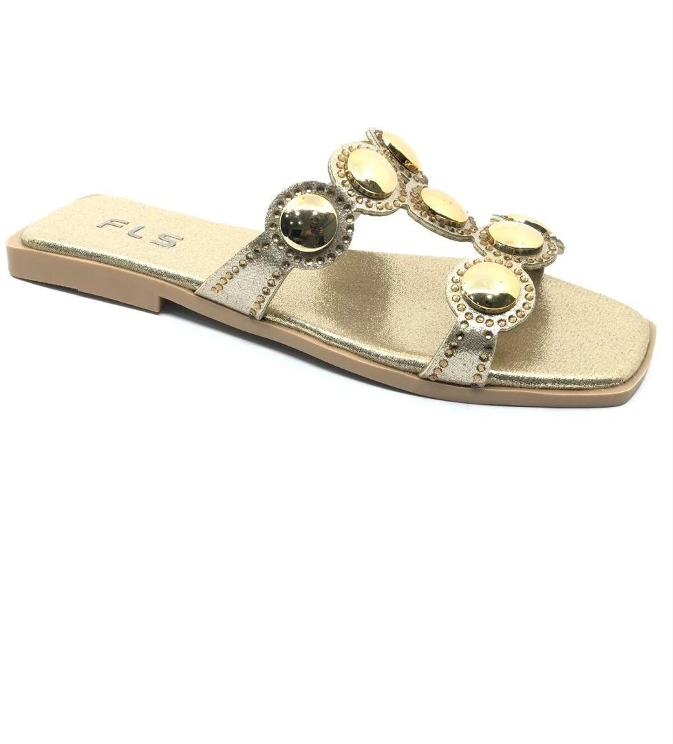 İnce Taban Taş Detaylı Kadın Terlik