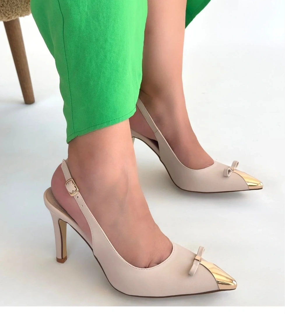 Pabucmarketi Bej Kadın Topuklu Ayakkabı model görseli