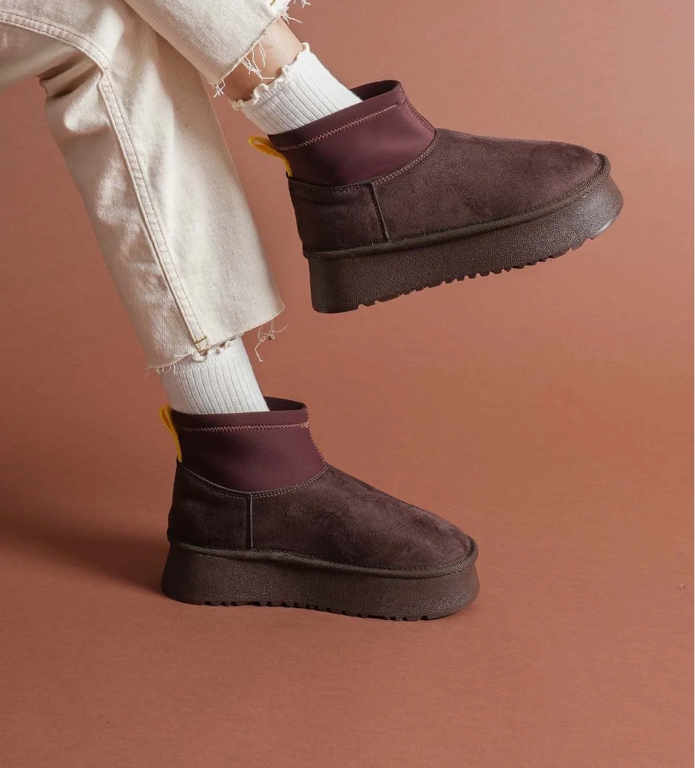 Kahve Süet Kadın Düz Bot