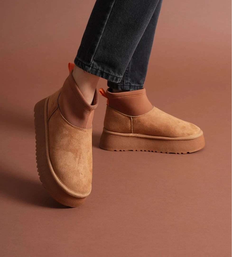 Taba Süet Kadın Düz Bot