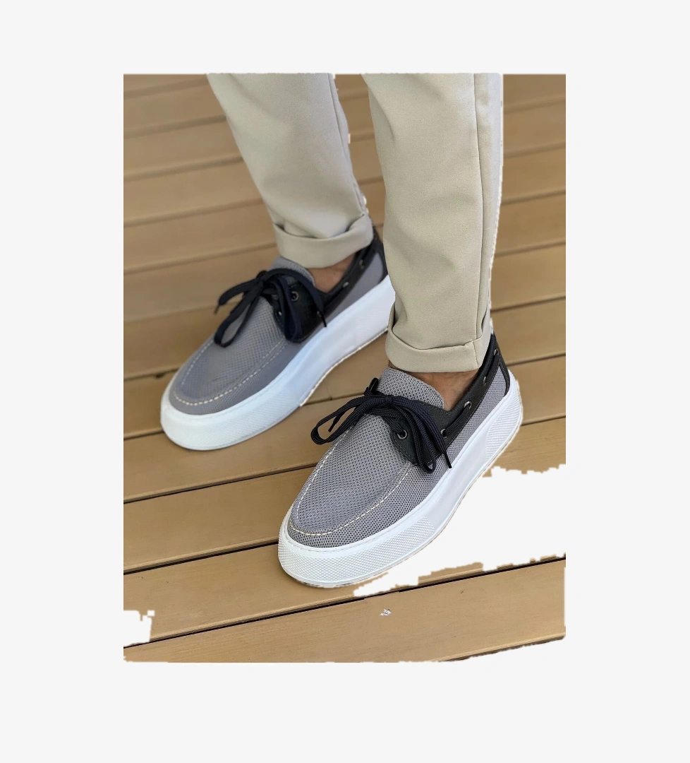 Bağcıklı Triko Erkek Casual Ayakkabı Antrasit