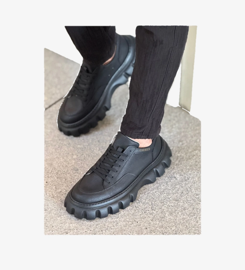 Bağcıklı Erkek Casual Ayakkabı Siyah (Siyah Taban) - Görsel 1