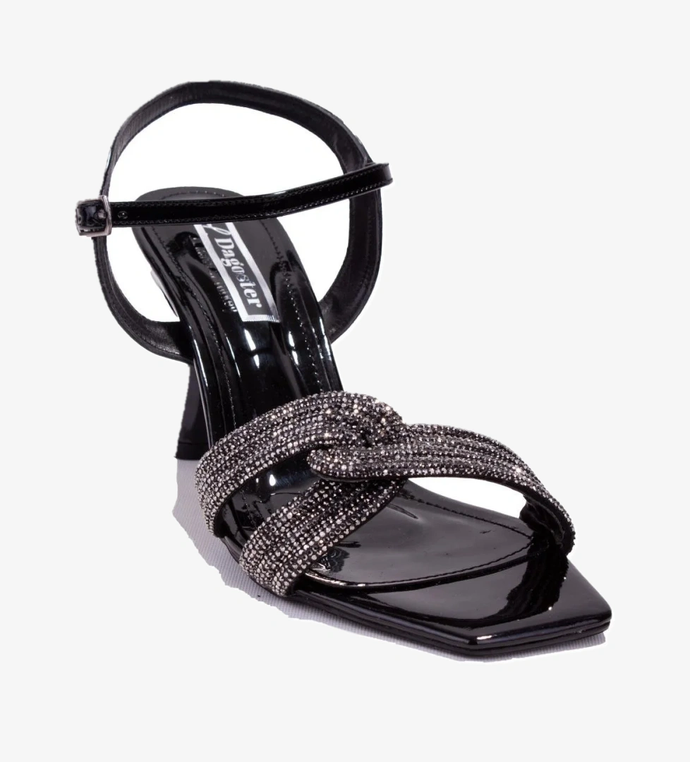 Dagoster DZA07-405170 Siyah Taşlı Abiye Topuklu Kadın Ayakkabı model görseli