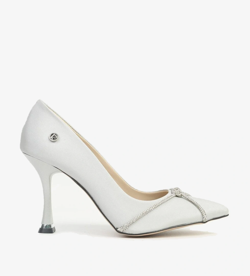 ® | PC-54036 Kadın Siyah Saten Topuklu Ayakkabı - Görsel 1