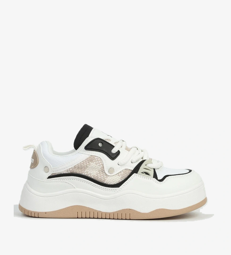 Beyaz Siyah Kadın Spor Ayakkabı İTHAL BNI-12157