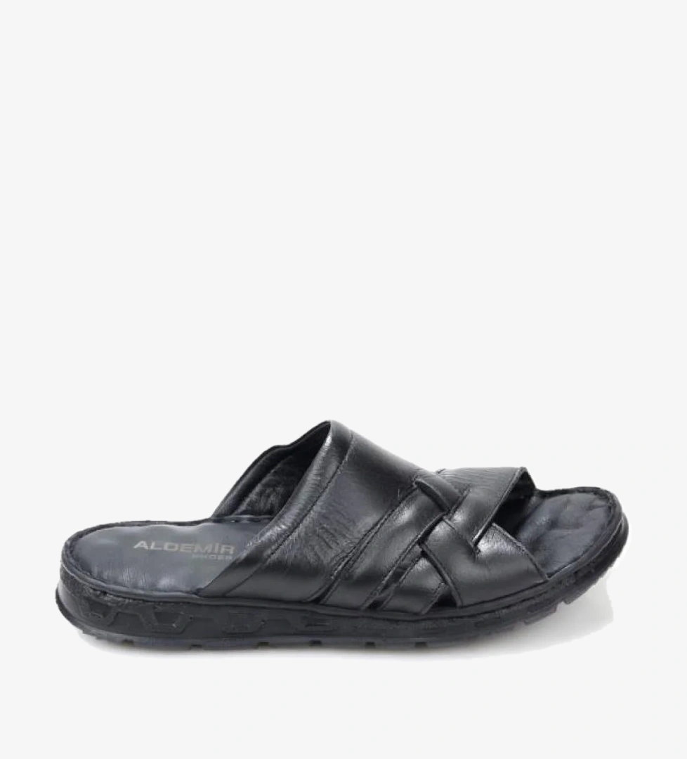 Aldmr 804 Ortopedik Erkek Masaj Tabanlı Hakiki Deri Terlik - Görsel 1