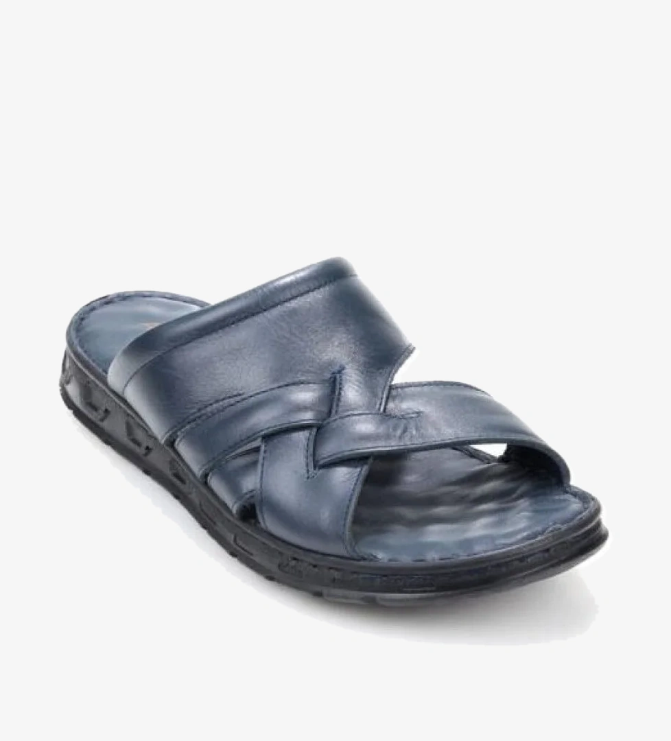 Aldmr 804 Ortopedik Erkek Masaj Tabanlı Hakiki Deri Terlik - Görsel 1