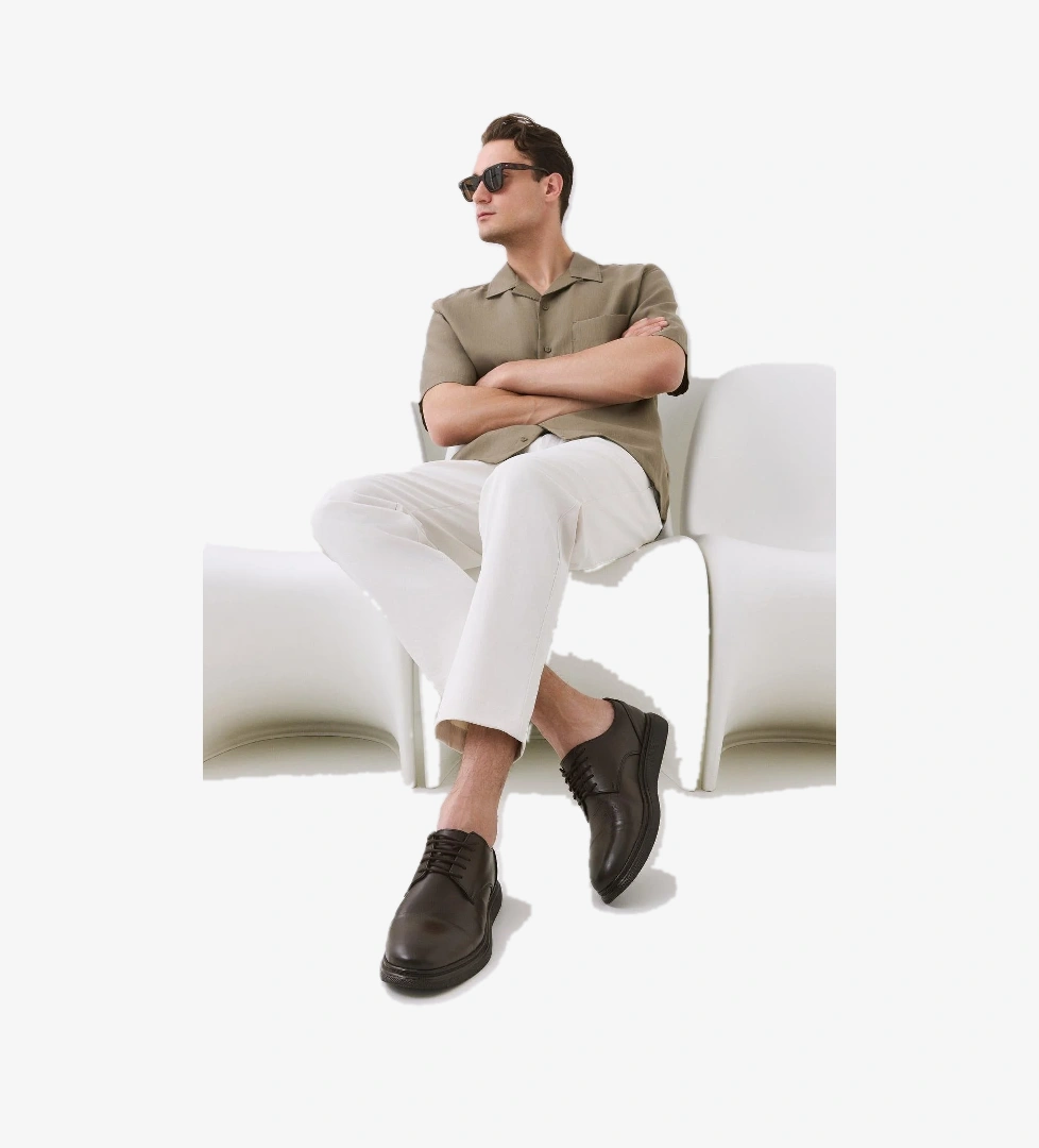 Erkek Deri Kahverengi Hafif Tabanlı Klasik Ayakkabı - Görsel 1