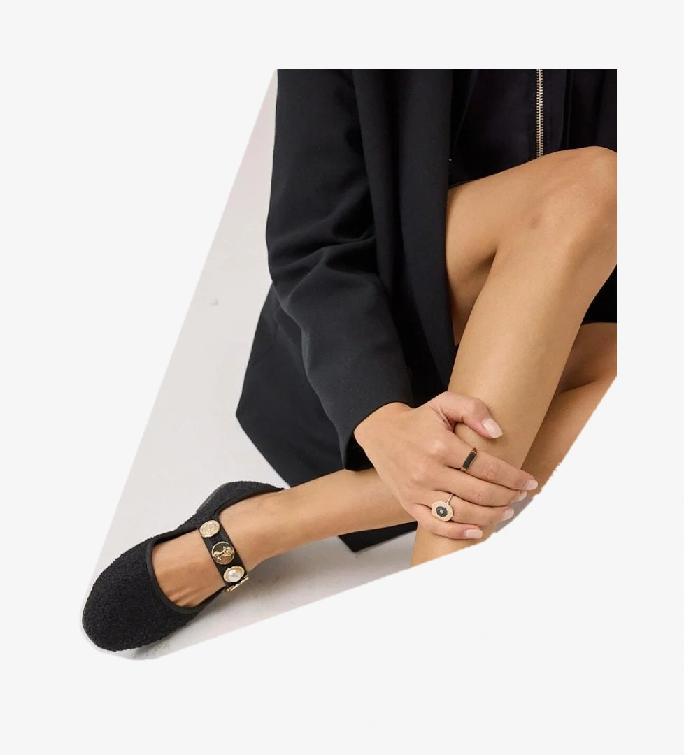 Yaya By Hotiç Peluş Siyah Taşlı Kadın Babet model görseli