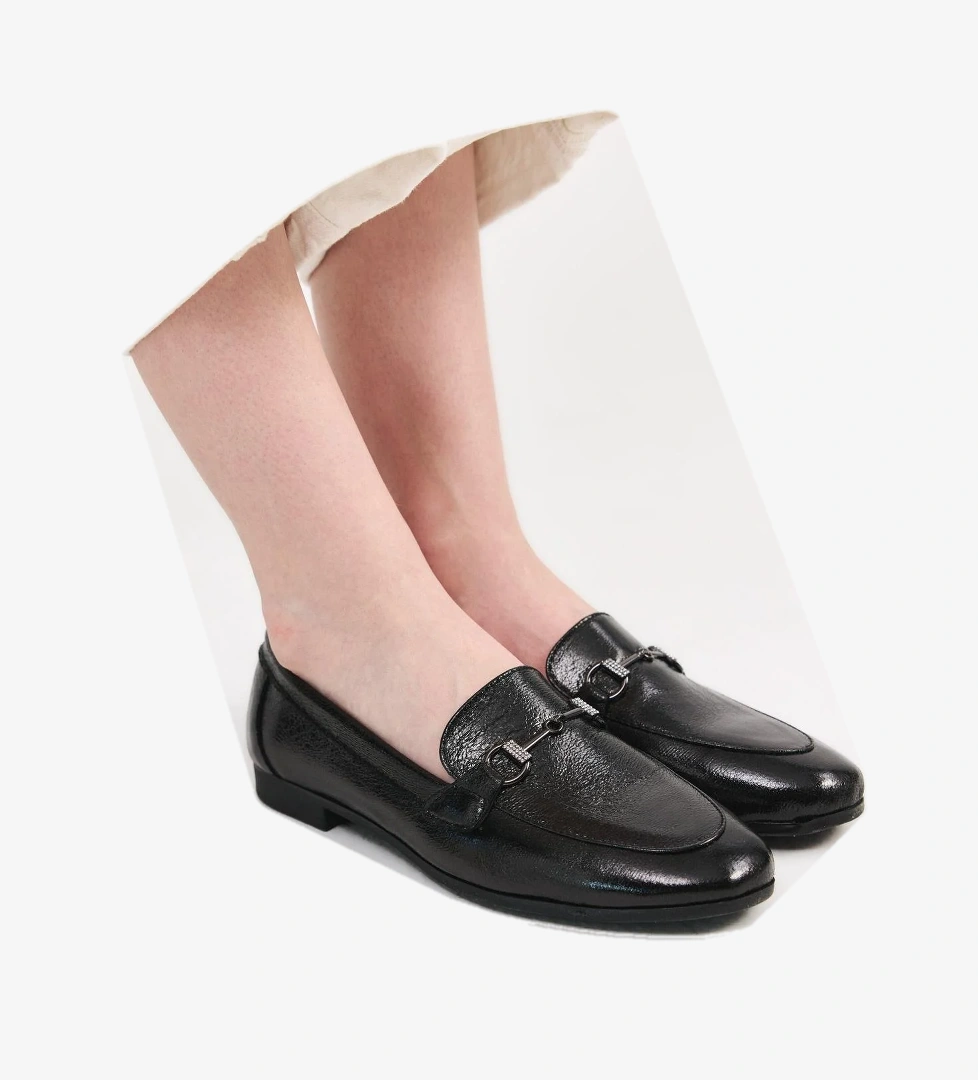 Kadın Siyah Tokalı Şık Klasik Loafer