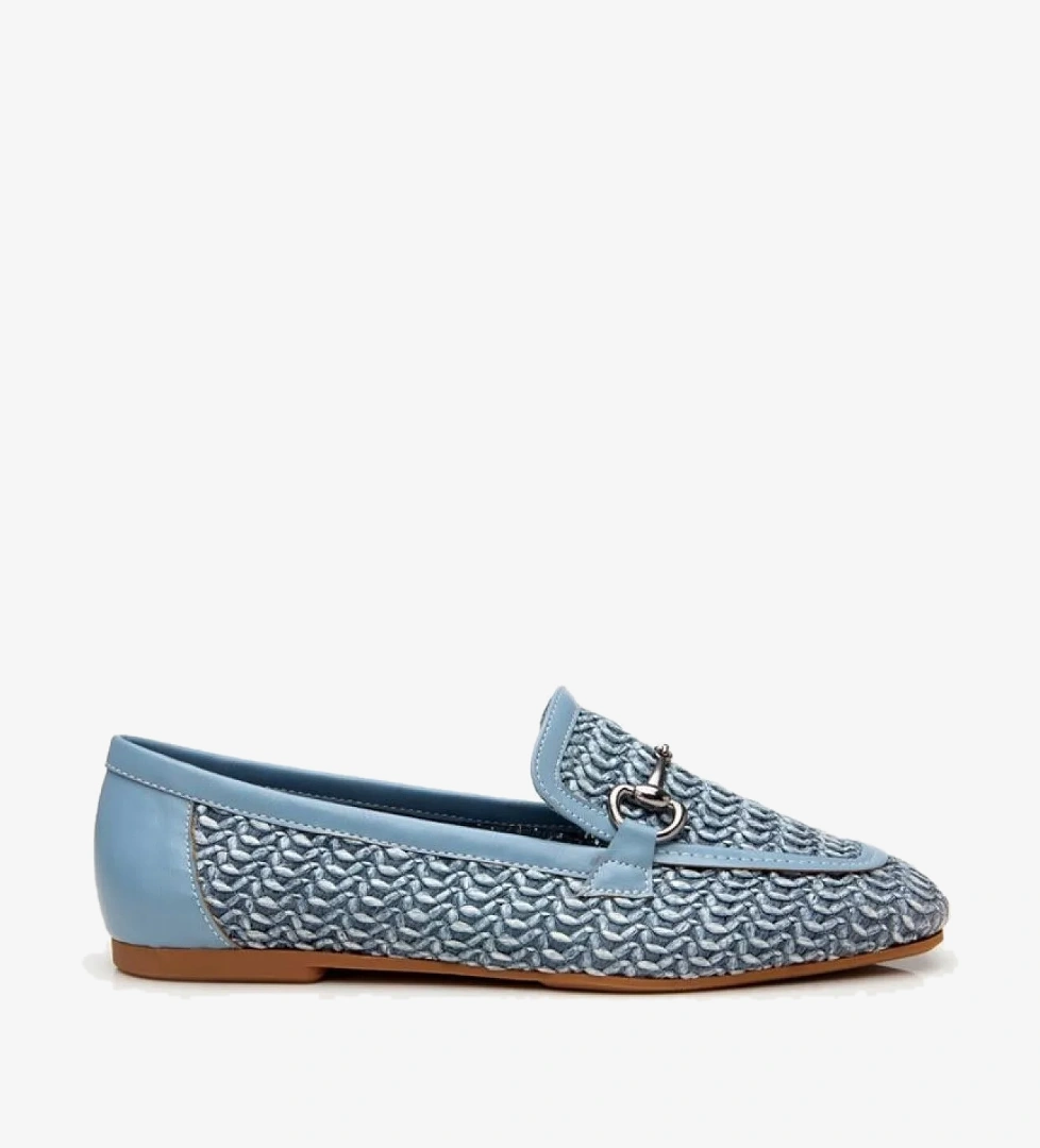 Yaya By Hotiç Yaya By Hotiç Kadın Mavi Hasır Detaylı Tokalı Loafer Casual Ayakkabı | Flo Mavi - 1. görsel