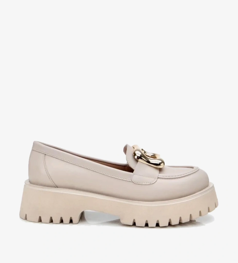 Kadın Bej Tokalı Günlük Loafer