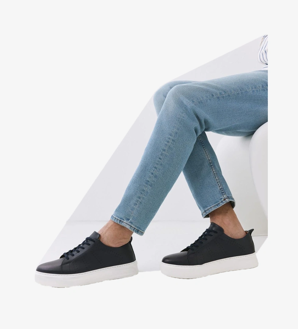 Erkek Deri Lacivert Hafif Tabanlı Spor Ayakkabı - Görsel 1