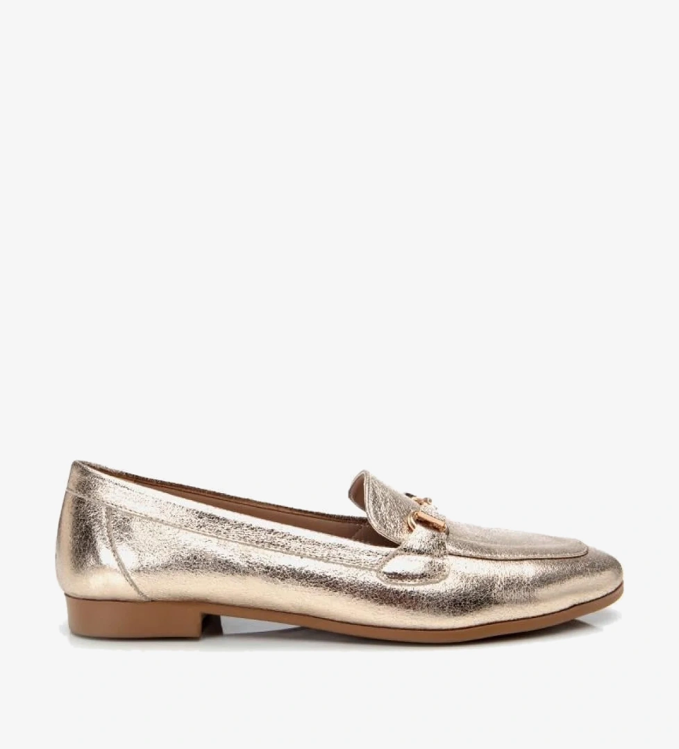 Kadın Gold Tokalı Şık Klasik Loafer