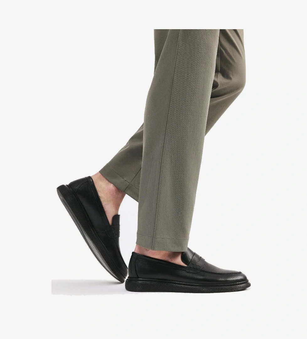 Erkek Deri Siyah Hafif Tabanlı Klasik Loafer