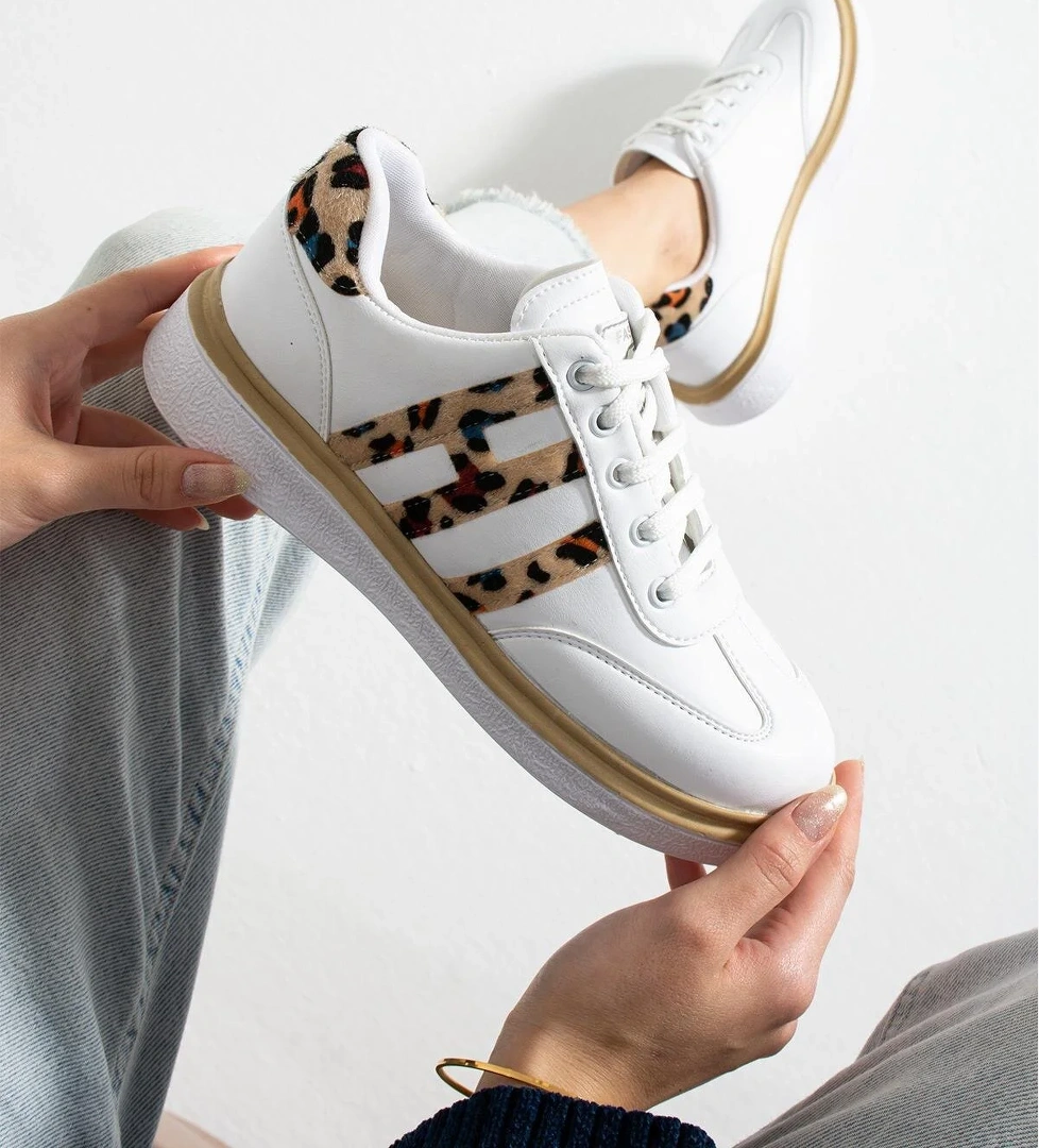 Kadın Leopar Desenli Ortopedik Günlük Spor Ayakkabısı